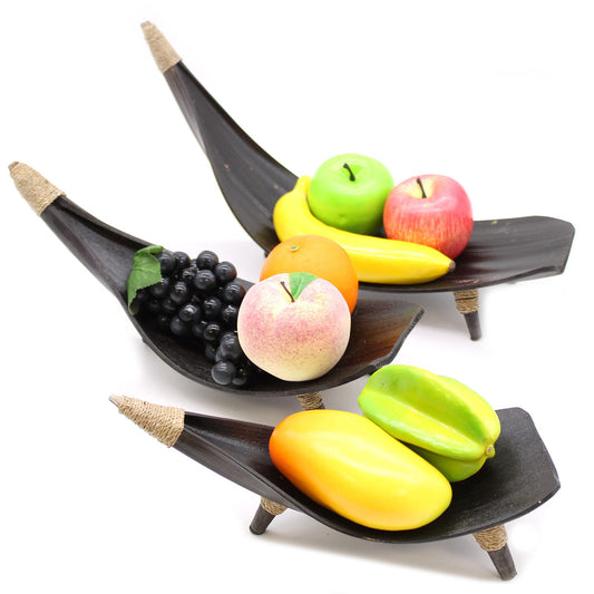 Coconut Leaf Fruit Bowl Set - Chocolate-Domviva