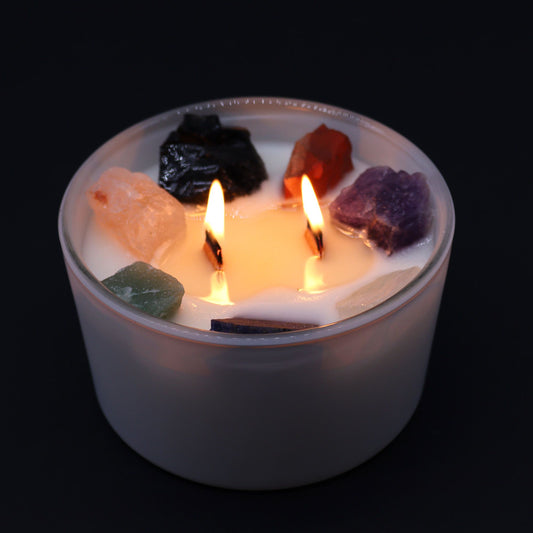 Large Chakra Crystal Candles - Seven Charkra-Domviva