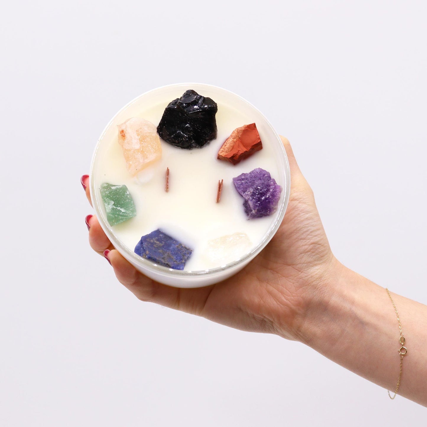 Large Chakra Crystal Candles - Seven Charkra-Domviva