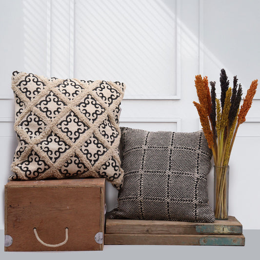 Classic Cushion Cover - Lux Criss-Cross & Print - 45x45cm-Domviva