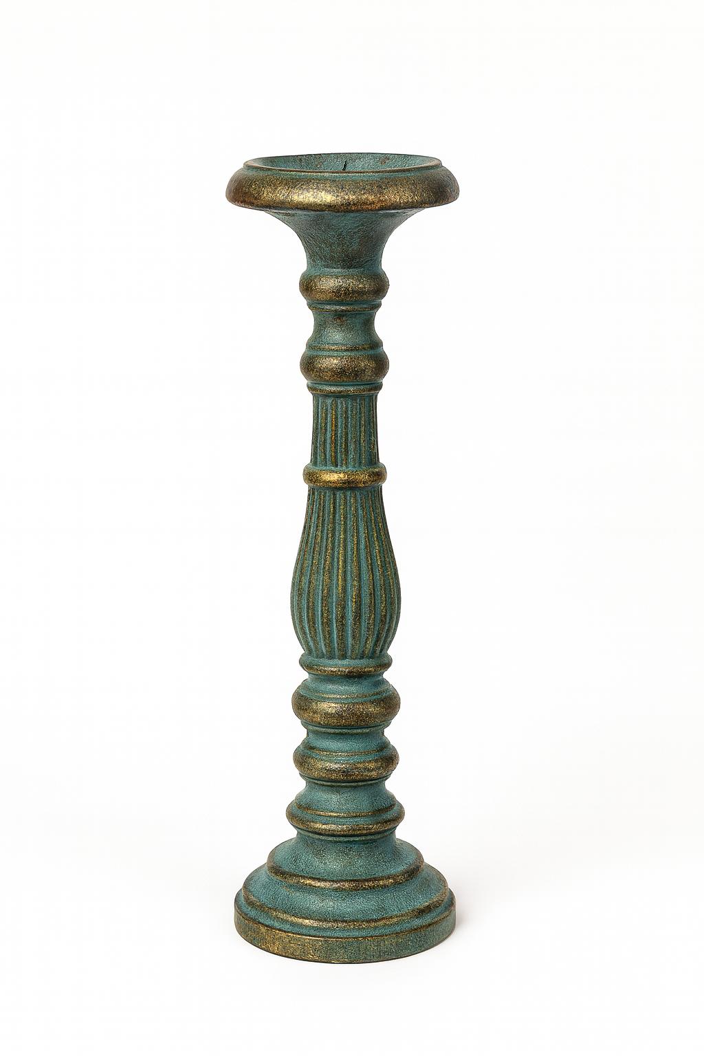 Decorative candle holder with a textured design on a white background