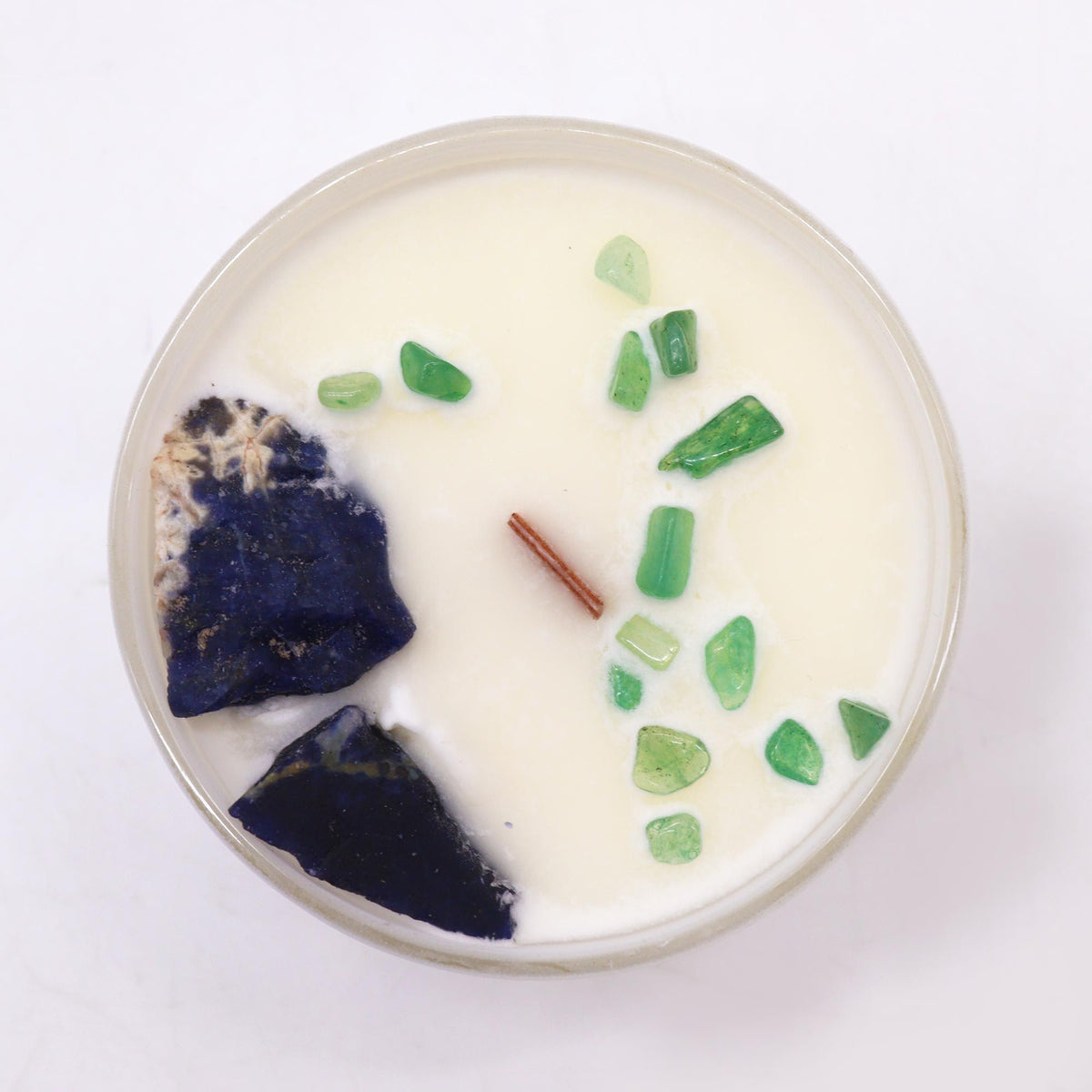 Kristalna sveča za grleno čakro – izražanje & komunikacija | Throat Chakra Candle