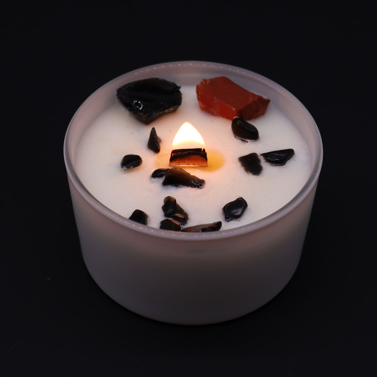 Kristalna sveča za korensko čakro – stabilnost & notranja moč | Root Chakra Candle.
