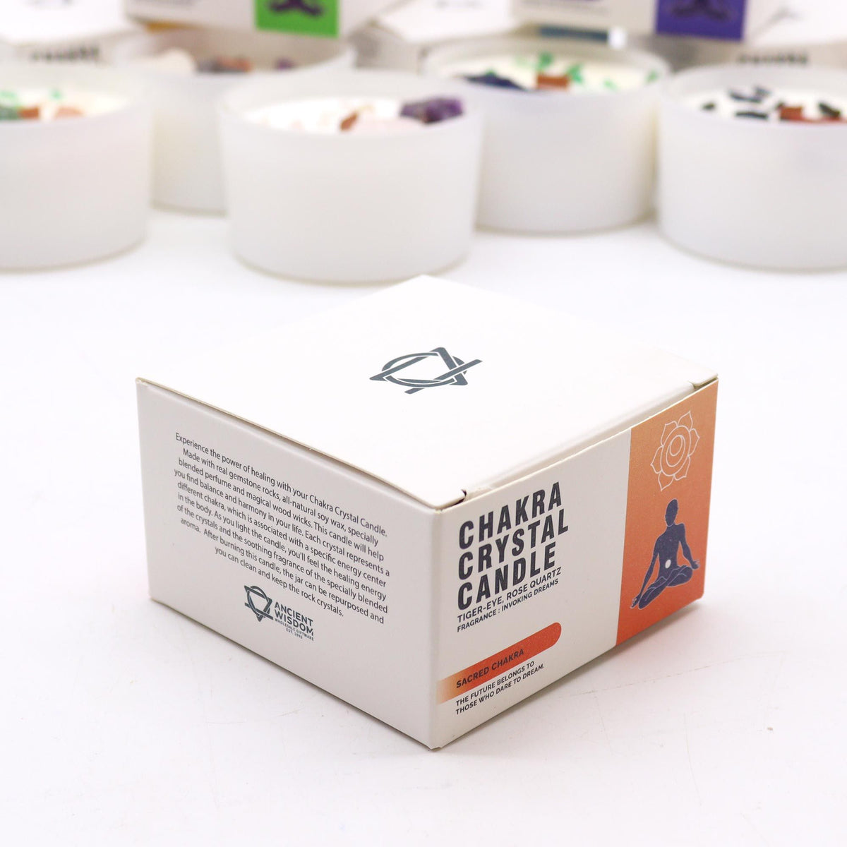 Kristalna sveča za sakralno čakro – ustvarjalnost & strast | Sacral Chakra Candle