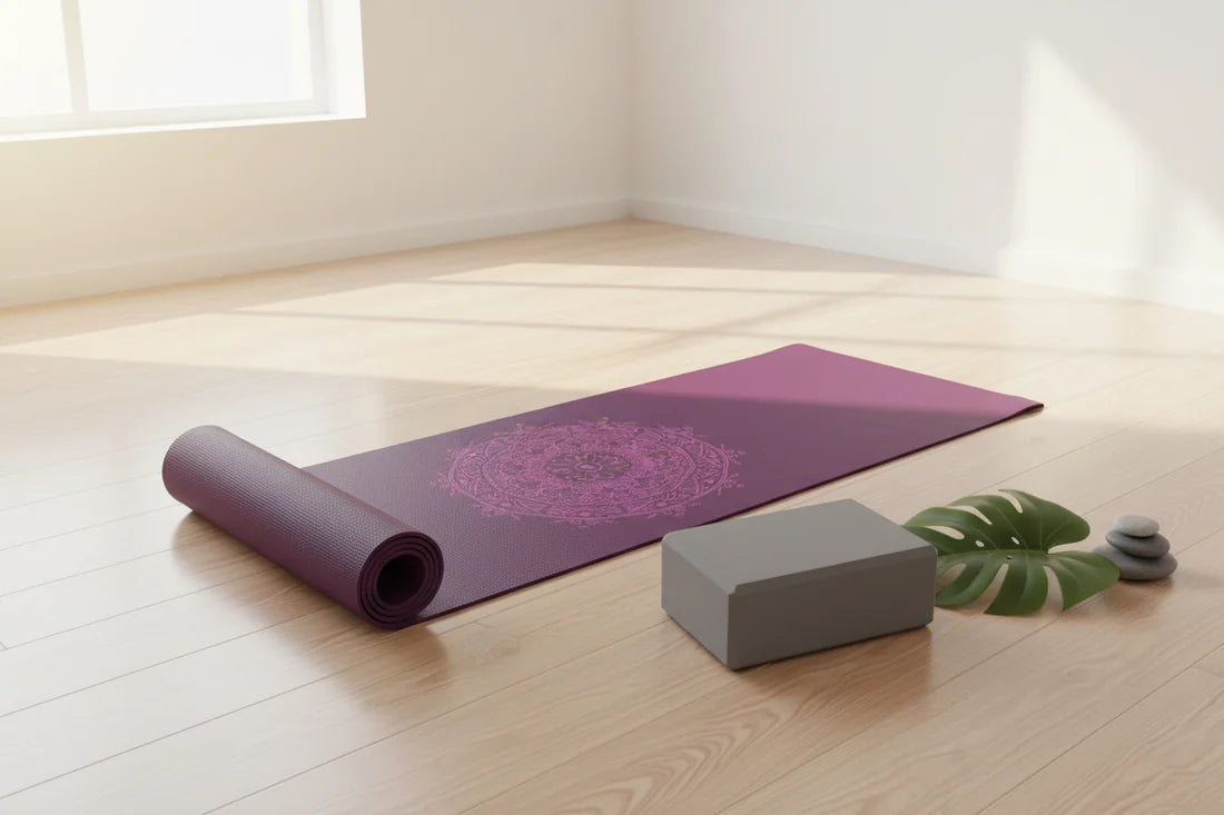 Joga Plus Starter Set – LEELA MANDALA vijolična podloga(vijolična mandala) & joga blok